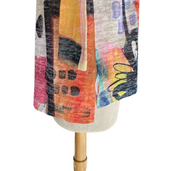 Jess & Jane Burnout Artsy Shirt Abstract Colorful Floral Lagenlook Maximalism-M - Picture 6 of 12